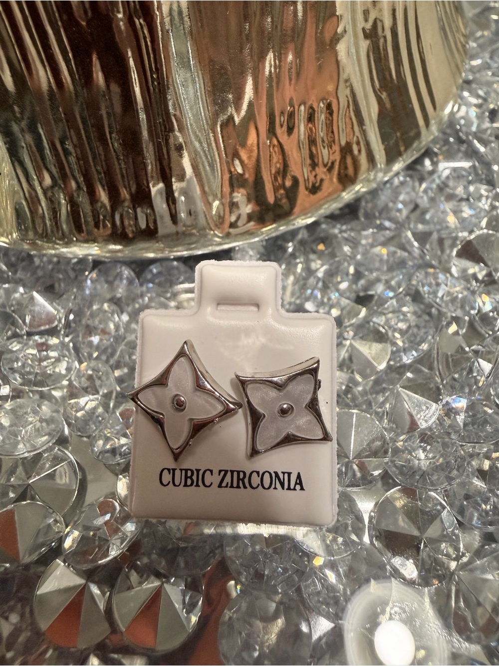 Silver Star Cubic Zirconia Stud Earrings